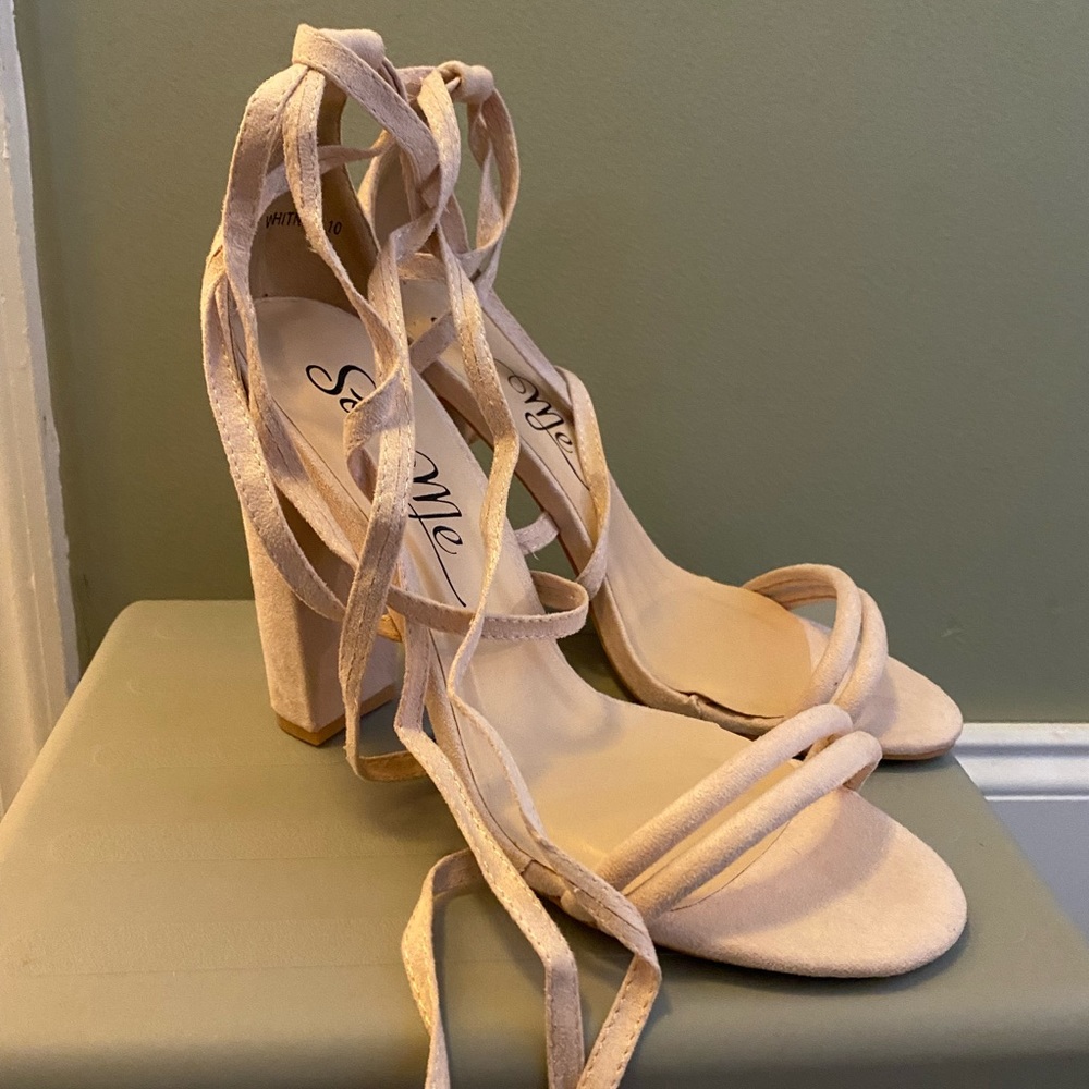 Beige Lace up heels